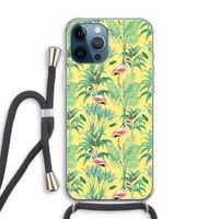 Flamingo party: iPhone 12 Pro Transparant Hoesje met koord