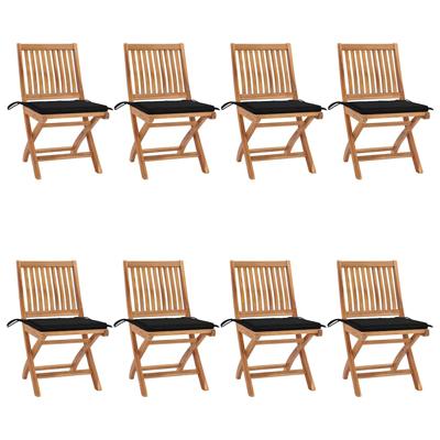 Tuinstoelen 8 st inklapbaar met kussens massief teakhout