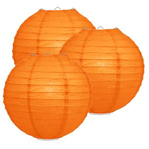 Luxe bol feest lampion - 3x - oranje - dia 25 cm - papier