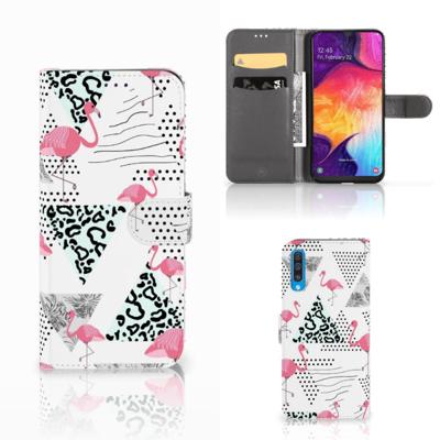 Samsung Galaxy A50 | Telefoonhoesje | Met pasjeshouder | Flamingo Triangle