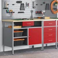 VidaXL Werkbank met lade met plank rood en grijs 100 x 55 x 85 cm
