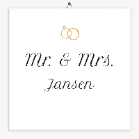 Tegeltje huwelijk Mr. & Mrs.