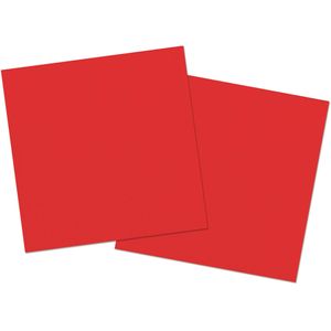 20x stuks servetten van papier rood 33 x 33 cm   -