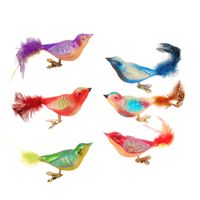 Krebs kerstboomversiering vogels op clip - 6x st - gekleurd - glas - 11 cm