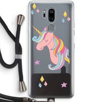Roze eenhoorn: LG G7 Thinq Transparant Hoesje met koord