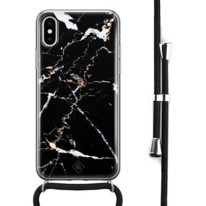 iPhone X/XS hoesje met koord - Marmer zwart