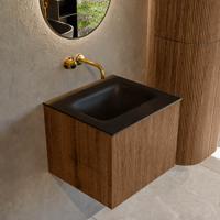 Badmeubel Mondiaz Kurve | 50 cm | Meubelkleur Walnut | Wastafelkleur Urban | Midden spoelbak | Zonder kraangaten