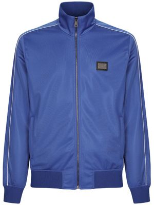 Dolce & Gabbana veste zippée à plaque logo - Bleu