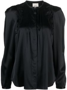 ISABEL MARANT lace-detail pleated blouse - Noir