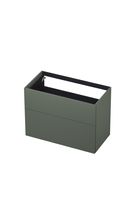 INK wastafelonderkast 2 laden greeploos push to open gelakt 90x45x65cm, mat beton groen