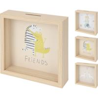 Spaarpot hout met kinderafbeelding Spaarpot hout met kinderafbeelding