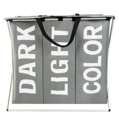 Ruhhy Wasmand - 3 vakken - grijs - 65 x 58 x 36 cm - 130L - draagbaar - waterdicht Ruhhy Wasmand - 3 vakken - grijs - 65 x 58 x 36 cm - 130L - draagbaar - waterdicht