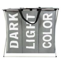 Ruhhy Wasmand - 3 vakken - grijs - 65 x 58 x 36 cm - 130L - draagbaar - waterdicht