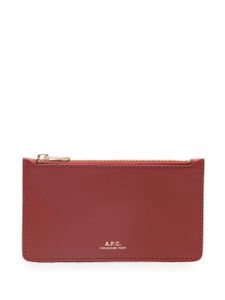 A.P.C. portefeuille en cuir à logo imprimé - Rouge