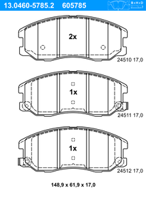 Remblokkenset, schijfrem ATE, u.a. fÃ¼r Vauxhall, Opel, Chevrolet