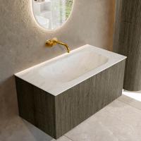 Badmeubel Mondiaz Kurve-Dlux | 90 cm cm | Meubelkleur Shadow | Wastafelkleur Opalo | Solid surface | Wasbak midden spoelbak | Zonder kraangat(en)