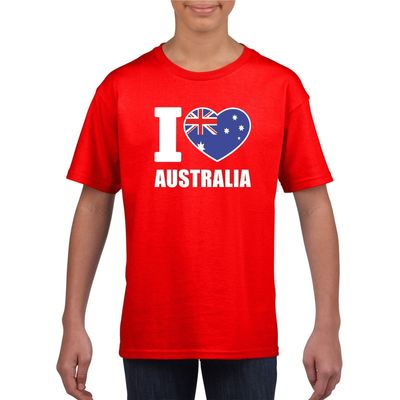 Rood I love Australie fan shirt kinderen