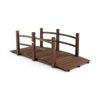 Vijverbrug Tuinbrug Houten Brug met Leuning 171 x 76,5 x 58,5 cm Decoratieve Brug Houten Brug van Dennenhout Sierbrug voor Tuin Vijver