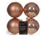 Kerstbal kunststof d10 cm rose 4st kerst - Decoris