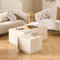 Bendt Salontafel 'Flavian' Travertinlook, Set van 2 stuks