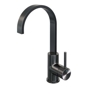 Brauer Gunmetal carving Wastafelmengkraan opbouw - hoog - draaibaar - platte uitloop - model a - PVD - geborsteld gunmetal 5-GM-003-S4