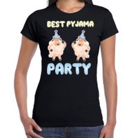 Verkleed T-shirt voor dames - best pyjama party - zwart - carnaval - foute party