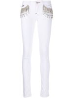 Philipp Plein jean slim à franges en cristal - Blanc