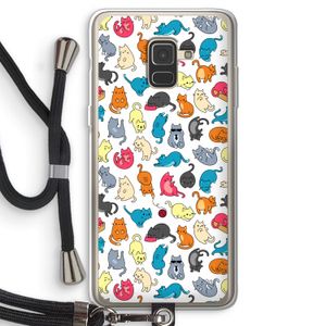 Kleurrijke katten: Samsung Galaxy A8 (2018) Transparant Hoesje met koord