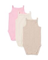 HEMA Rompers Rib Katoen Met Stretch - 3 Stuks Roze (roze)