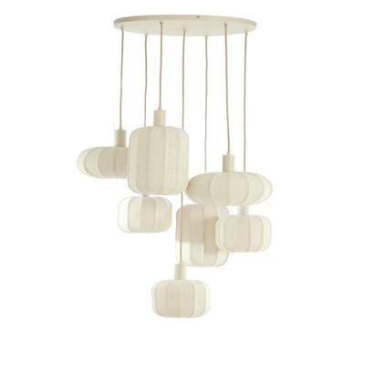 Hanglamp Tulsa 7-lichts rond Creme