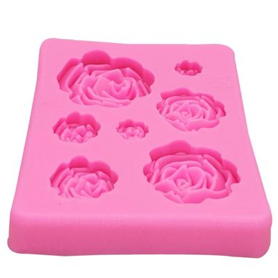 2 stuks DIY handgemaakte zeep chocolade fondant bakken schimmel 3D Rose bloem taart decoratie silicone Mold (roze)