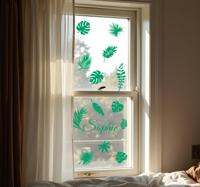 Monstera bladeren met naam raamsticker