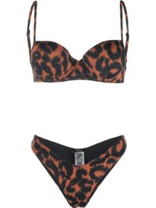 Noire Swimwear bikini à imprimé léopard