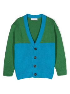 There Was One Kids cardigan colour block à col v - Vert