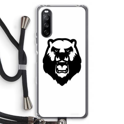 Angry Bear (white): Sony Sony Xperia 10 III Transparant Hoesje met koord