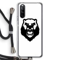 Angry Bear (white): Sony Sony Xperia 10 III Transparant Hoesje met koord