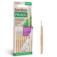 Bamboo Piksters Interdental Brushes Fine - Paars - 8 stuks