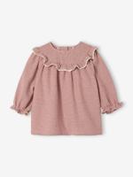 Flanellen babyjurk met vichyruiten ecru