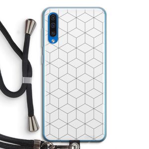 Zwart-witte kubussen: Samsung Galaxy A50 Transparant Hoesje met koord
