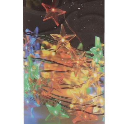 Draadverlichting lichtsnoer - Set van 2x stuks - 20 sterren led lampjes - gekleurd - 100 cm - zilver