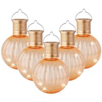 Lampion solar verlichting - 5x - oranje - 11 cm - LED