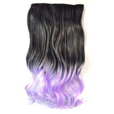 Eendelige naadloze Hair Extension stuk kleur verloop grote golf lang Curling Clip Type haarstukje