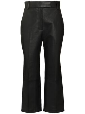 KHAITE pantalon court Melie en cuir - Noir