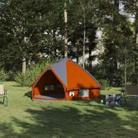 Teepee Tent 4-Person met dak Grijs en Oranje 388 x 320 x 169 cm