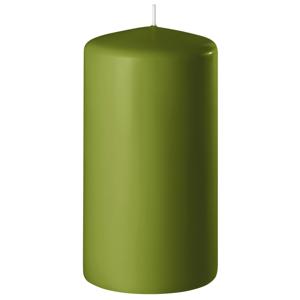 1x Olijf groene cilinderkaars/stompkaars 6 x 15 cm 58 branduren