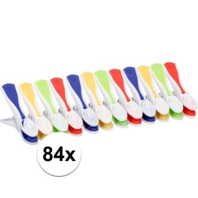 Wasknijpers - 84x stuks - multi-kleur - kunststof - wasspelden