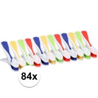 Wasknijpers - 84x stuks - multi-kleur - kunststof - wasspelden
