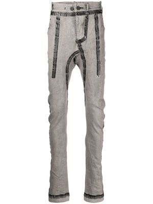 Boris Bidjan Saberi pantalon skinny à bandes contrastantes - Gris