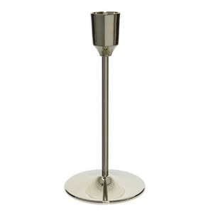 Luxe diner kaarsen staande kandelaar aluminium kleur zilver 15 cm