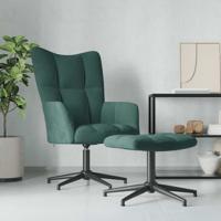 Relaxstoel met voetenbank fluweel donkergroen